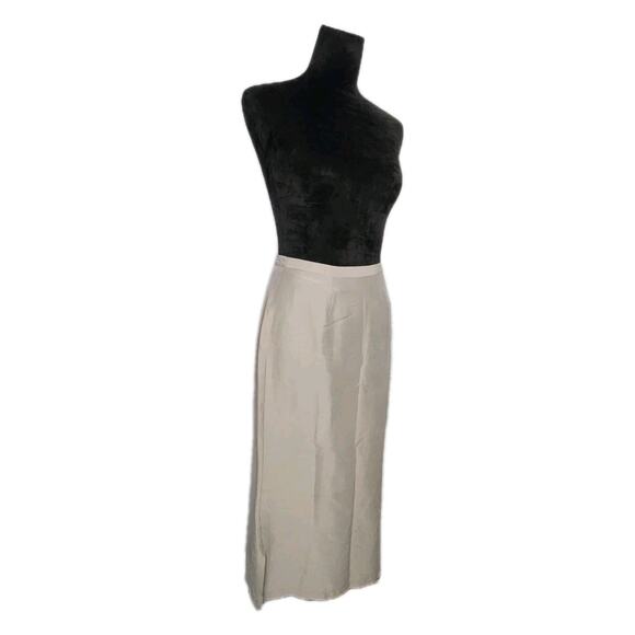 EILEEN FISHER Skirt Raw Silk Midi Straight High Waist Side Zip Gray size PS - Picture 2 of 8